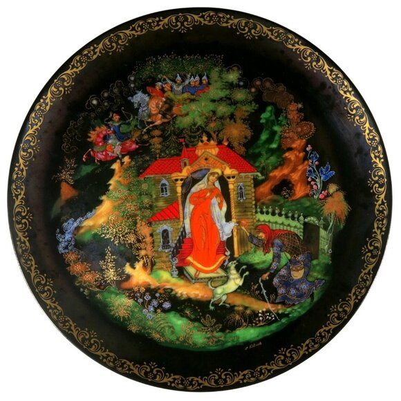 Bradex Palekh Russian Legends Plate – Dead Princess & Seven Bogatyrs, w/ COA - Picture 1 of 8